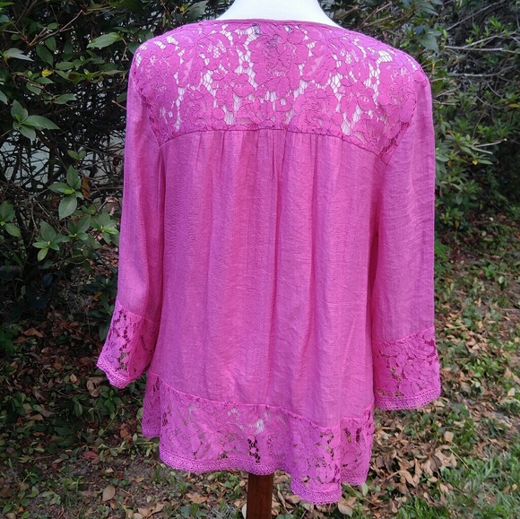 Neiman Marcus summer beachy gauze/lace top LG - Picture 5 of 7